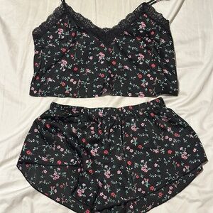 Target Black Floral Lace Pajama Set